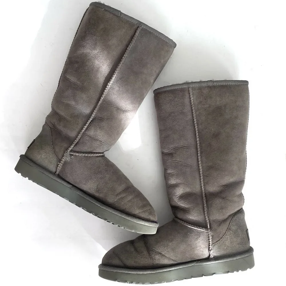 UGG Classic Tall II Boots Charcoal Gray VTG Sz 9 Boho Casual